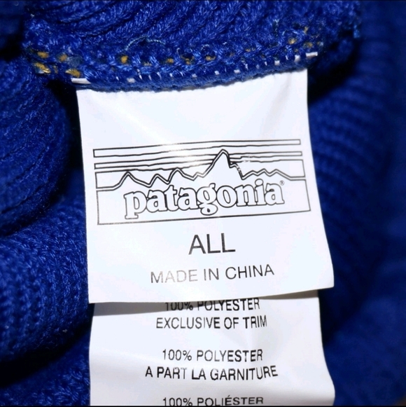 PATAGONIA Desert Blue & Mustard-Yellow Knit POM POM Hat ONE SIZE - Picture 8 of 15